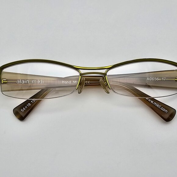 Alain Mikli A0656 17 Lime Green Semi Rimless Eyeglasses Frame w Flexhinge France - Picture 12 of 14